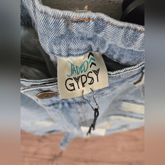 Jaded Gypsy Evening Meadows Distressed Patchwork Boyfriend Jeans | Size S/M - Picture 3 of 7